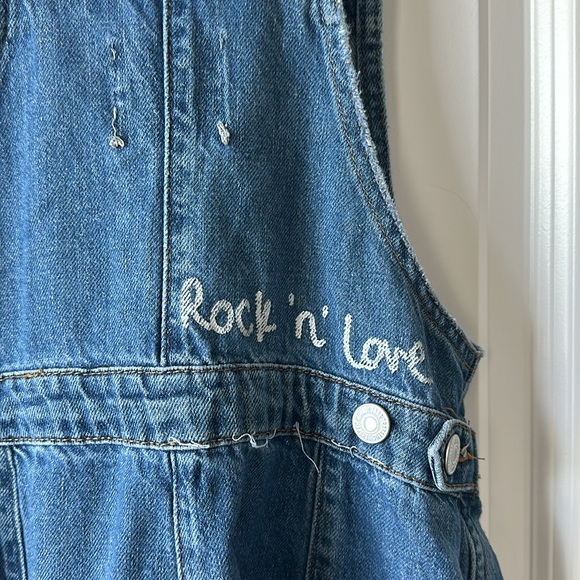 Zara Trafaluc Denim Overall Dress Buttondown Size Small/26 Knee length - Picture 3 of 9